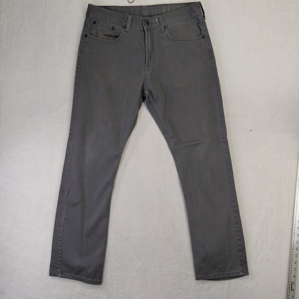 Bullhead Denim Co Gravel Mens Slim Straight Gray Jeans Size 34x32 Charcoal